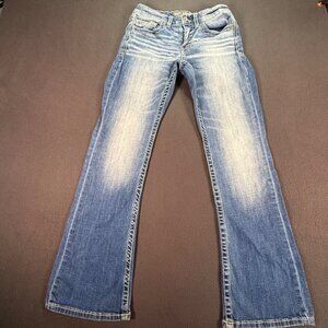 BKE Jeans Mens 29Rx31 Blue Fulton Bootleg Pants Faded Distressed Casual